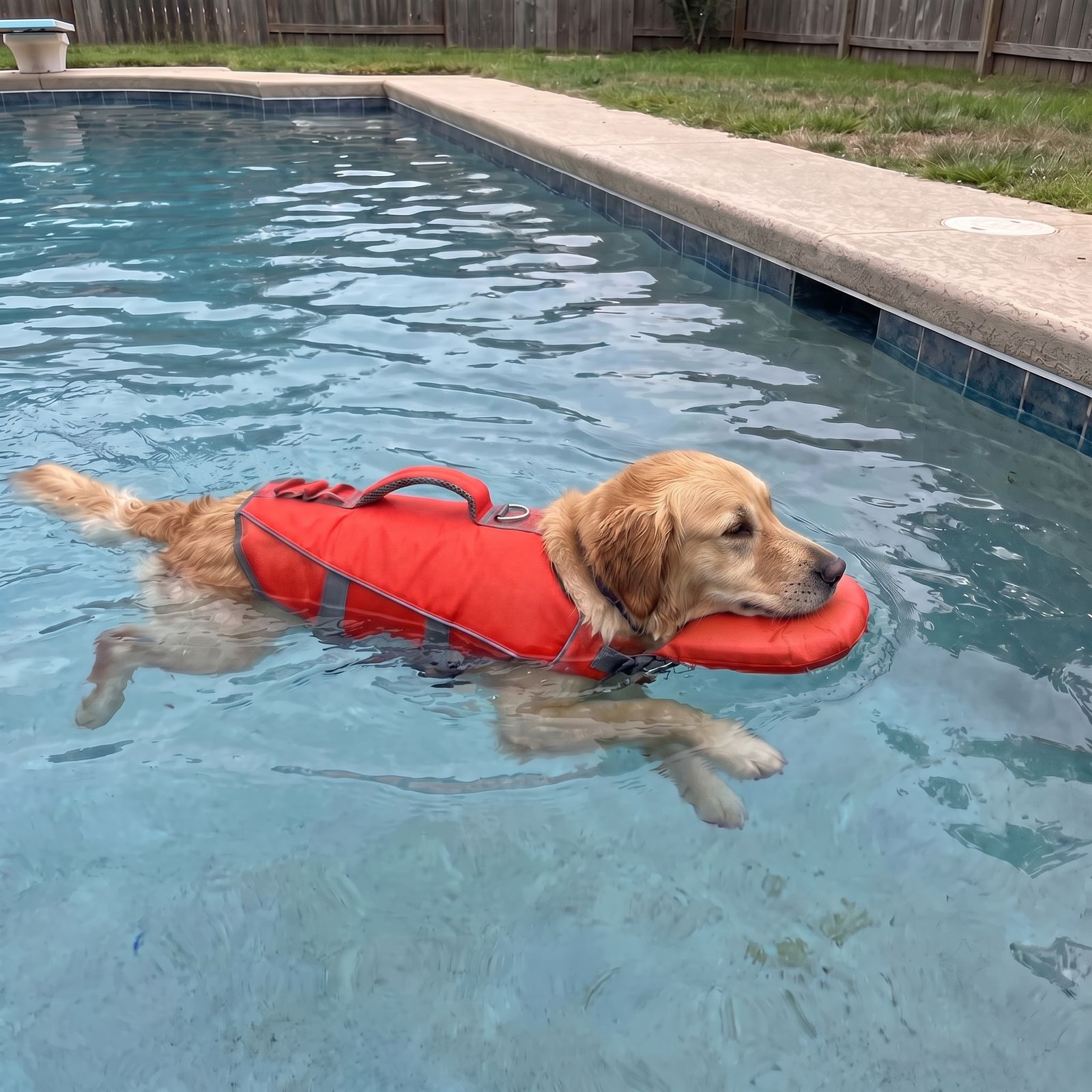 Golden retriever floating